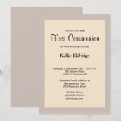 Eenvoudige champagne ingelijst eerste communie uit kaart (Voorkant / Achterkant)