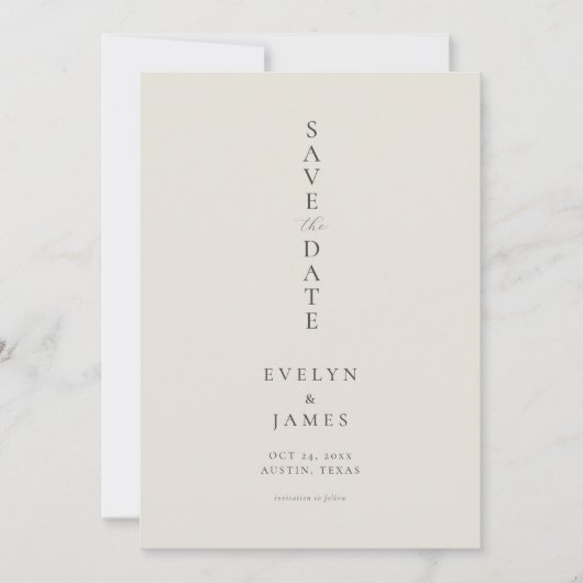 Eenvoudige champagne minimalistische chique bruilo save the date (Voorkant)