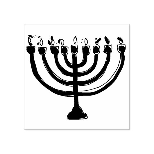 Eenvoudige Chanoeka Menorah Candelabra Rubberstempel (Afrduk)
