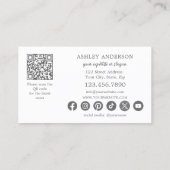Eenvoudige Charcoal Social Media QR-code Visitekaartje (Achterkant)