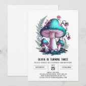 Eenvoudige charmante digitale paddestoel verjaarda kaart (Voorkant / Achterkant)