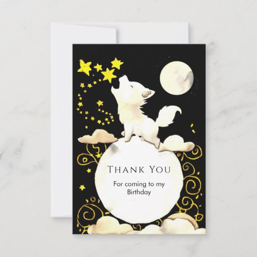 Eenvoudige Charme Wolf Verjaardag Bedankkaart (Voorkant)