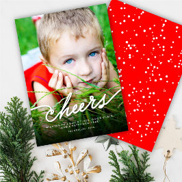 Eenvoudige Cheers Calligraphy Script Modern Photo Feestdagenkaart