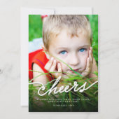 Eenvoudige Cheers Calligraphy Script Modern Photo Feestdagenkaart (Voorkant)