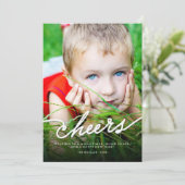Eenvoudige Cheers Calligraphy Script Modern Photo Feestdagenkaart (Staand voorkant)