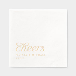Eenvoudige Cheers Elegante Moderne Gouden Bruiloft Folie Servetten
