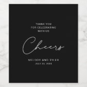 Eenvoudige Cheers Zwart en Wit Trouwlabel Set Wijn Etiket (Enkel label)