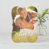 Eenvoudige Cheques Calligraphy Script Gold Ombre P Feestdagenkaart (Staand voorkant)