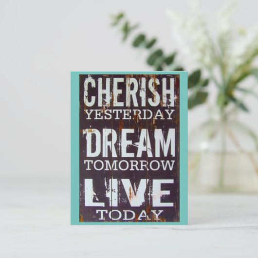 Eenvoudige Cherish Dream Live Inspirerend quote Briefkaart (Staand voorkant)