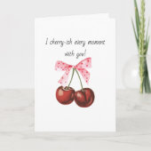 Eenvoudige Cherry Pink Bow vriendje echtgenoot Ver Feestdagen Kaart (Voorkant)