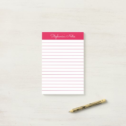 Eenvoudige Cherry Red, persoonlijk gelinkt Post-it® Notes (Op bureau)
