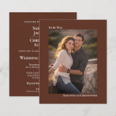 Eenvoudige Chestnut Brown BUDGET Weddenfoto Uitnod (Voorkant / Achterkant)