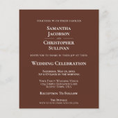 Eenvoudige Chestnut Brown BUDGET Weddenfoto Uitnod (Achterkant)