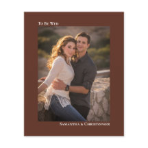 Eenvoudige Chestnut Brown BUDGET Weddenfoto Uitnod