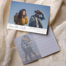 Eenvoudige Chic 2 Foto Bewaar de Datum Trouwkaart