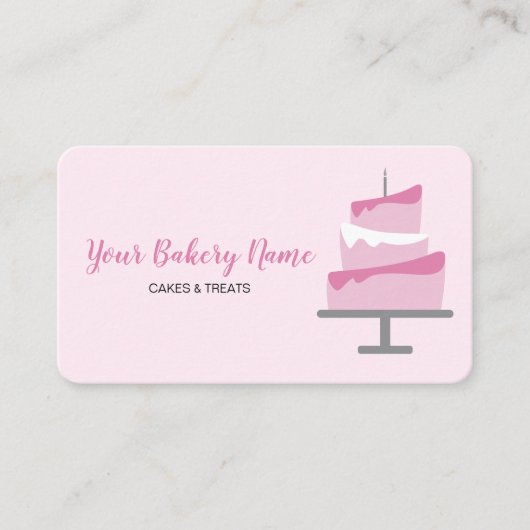 Eenvoudige chic-aangepaste bakkerijroze cake visitekaartje (Voorkant)