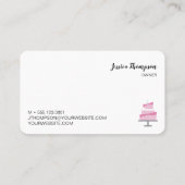 Eenvoudige chic-aangepaste bakkerijroze cake visitekaartje (Achterkant)