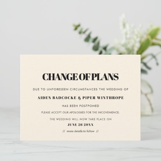 Eenvoudige & chic aankondiging van verandering huw (Staand voorkant)