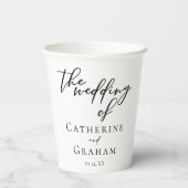 Eenvoudige Chic Black Script bruiloft gepersonalis Papieren Bekers (Achterkant)