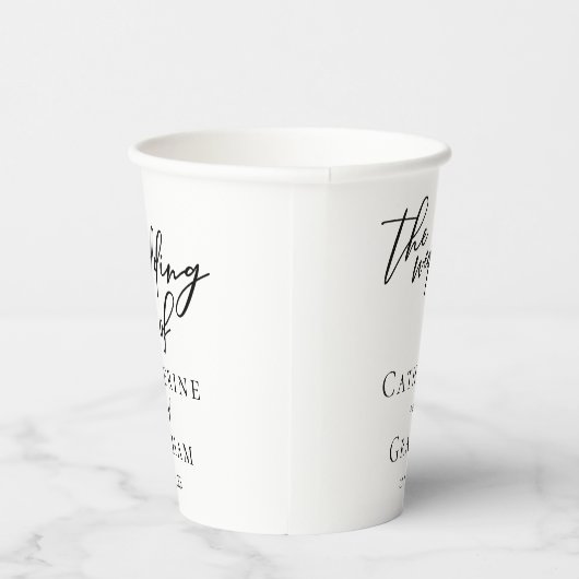 Eenvoudige Chic Black Script bruiloft gepersonalis Papieren Bekers (Rechts)