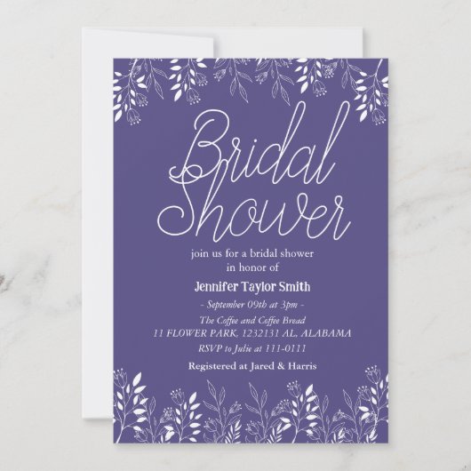 eenvoudige & chic bloemige wilde bloem bruidsdouch kaart (Voorkant)