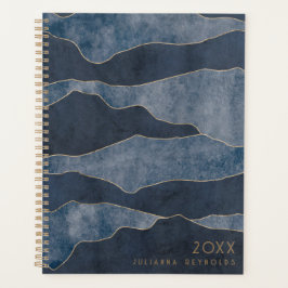 Eenvoudige Chic Blue Mountains met gouden accenten Planner