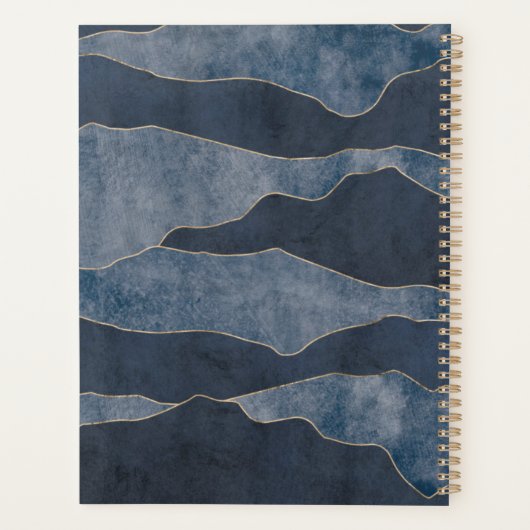 Eenvoudige Chic Blue Mountains met gouden accenten Planner (Achterkant)