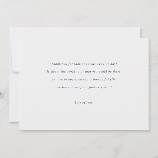 Eenvoudige Chic Blue Text Multi Photo Collage Wedd Bedankkaart (Achterkant)