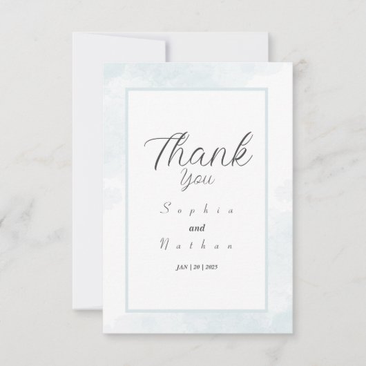 Eenvoudige & Chic Blue Waterverf Dank u kaart (Voorkant)