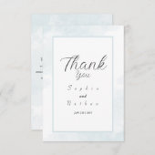 Eenvoudige & Chic Blue Waterverf Dank u kaart (Voorkant / Achterkant)