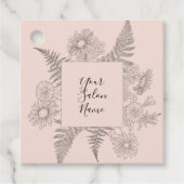 Eenvoudige Chic Blush Line Drawn Flowers Floral Bedankjes Labels (Voorkant)
