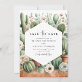 Eenvoudige Chic Cactus bruiloft Save The Date (Voorkant)