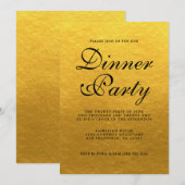 Eenvoudige Chic Calligrafie Gouden Eetfeest Kaart (Voorkant / Achterkant)