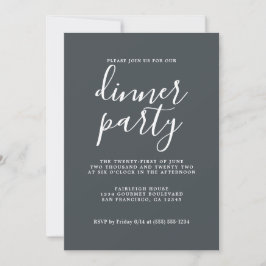 Eenvoudige Chic Calligrafie Off-Zwarte Dinnerparty Kaart