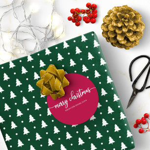 Eenvoudige Chic Calligrafie Prettig Kerstfeest Roo Ronde Sticker