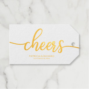 Eenvoudige Chic Calligrafie Proost Wijnfles Cadeaulabels