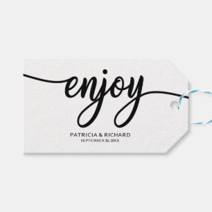 Eenvoudige Chic Calligrafie Trouwgunstlabels Cadeaulabel