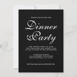 Eenvoudige Chic Calligrafie Zwarte Eetfeest Kaart