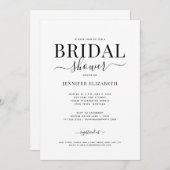 Eenvoudige Chic Calligraphy Bridal Shower Invitati Kaart (Voorkant / Achterkant)