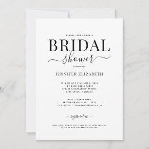 Eenvoudige Chic Calligraphy Bridal Shower Invitati Kaart