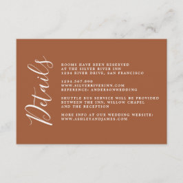 Eenvoudige Chic Calligraphy TerraCotta Wedding Det Informatiekaartje