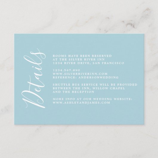 Eenvoudige Chic Calligraphy Weddenschap Details En Informatiekaartje (Voorkant)