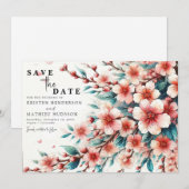 Eenvoudige Chic Cherry Blossom Wedding Save The Date (Voorkant / Achterkant)
