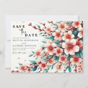 Eenvoudige Chic Cherry Blossom Wedding Save The Date