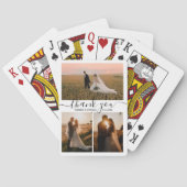 Eenvoudige chic dank u 3 foto's collage bruiloft pokerkaarten (Achterkant)