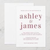 Eenvoudige Chic Dusty Roos Typografie Wedding Kaart (Voorkant / Achterkant)