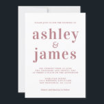 Eenvoudige Chic Dusty Roos Typografie Wedding Kaart<br><div class="desc">Eenvoudige en chique huwelijksuitnodiging is voorzien van stoffig roos, stijlvolle, elegante en moderne typografie op een witte achtergrond. Voeg gewoon je trouwgegevens toe. Exclusief voor u ontworpen door Happy Dolphin Studio. Als u hulp of bijpassende producten nodig heeft, neem dan contact met ons op via happydolphinstudio@outlook.com. Wij helpen u graag...</div>