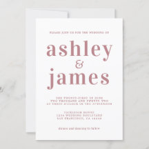 Eenvoudige Chic Dusty Roos Typografie Wedding