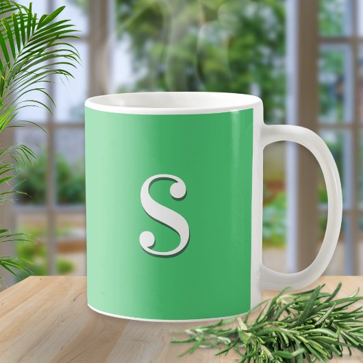 Eenvoudige Chic Elegant Minimal Green Monogram Ini Koffiemok