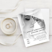 Eenvoudige Chic Elegant Zwart Wit Fotobruiloft Kaart